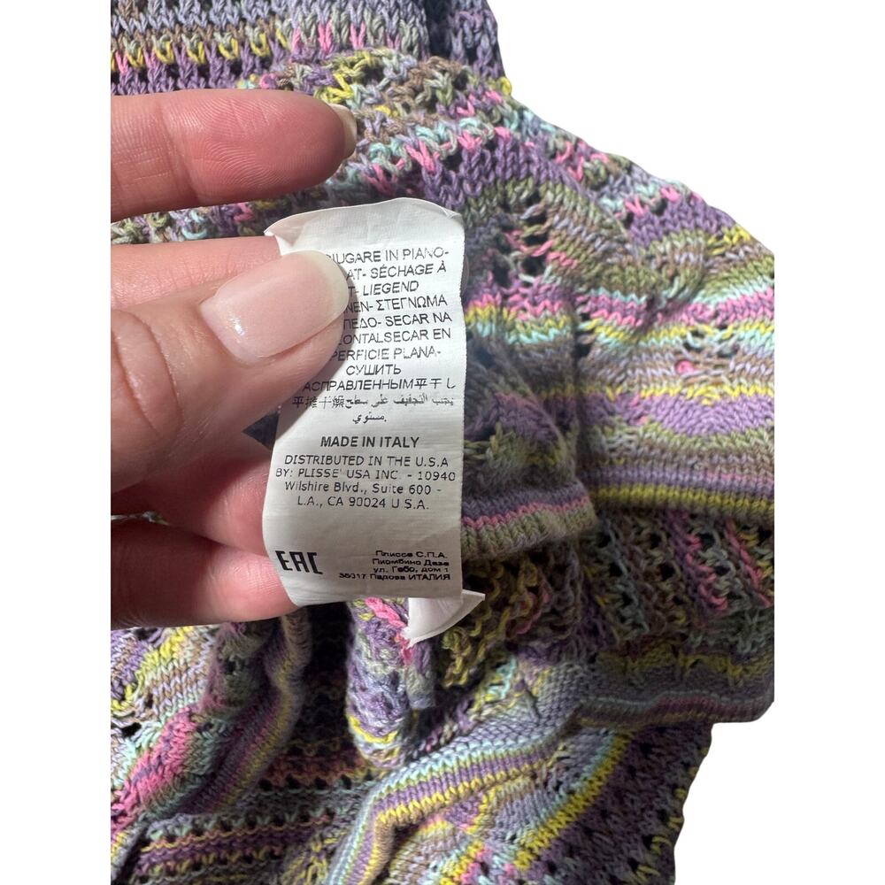 Sfizio Maxi Dress Womens 6 Multicolor Striped Crochet Knit Sleeveless Italy Made - Picture 14 of 16